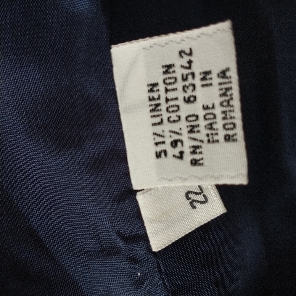 Giorgio Saint Angelo Vintage Houndstooth Linen Dark Navy Blazer Jacket 22 - Picture 9 of 12